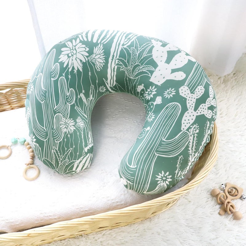 DAYEEBALL Nursing Pillow Cover 1 Pack, Double-Sided Removable Nursing Cover for Baby Girls Boys Newborn, Stretchy and Soft Reversible Slipcover for Breastfeeding Pillow, Cactus (Only Cover) - Image 2